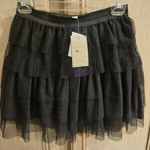 90's black ruffled vintage mini skirt